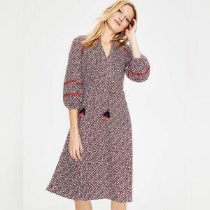 Boden Rust Floral Midi Dress: 18, Boho, Cottagecore, Fall, Prairie